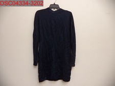 Zara Women's Navy Polka Dots Mini Long Sleeves Bow Tie Cocktail Formal Dress L