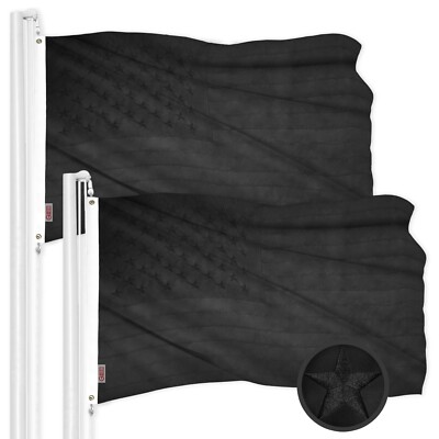 NEW G128 All Black American USA Flag 2-Pack 3x5 FT Embroidered Stars