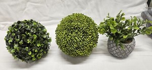 Artificial Plant and 2 artificial green Plastic Ball Decor