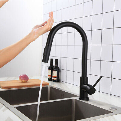 Hand Touch Sensor Kitchen Sink Faucet Pull Out Sprayer Swivel Mixer Tap Chrome