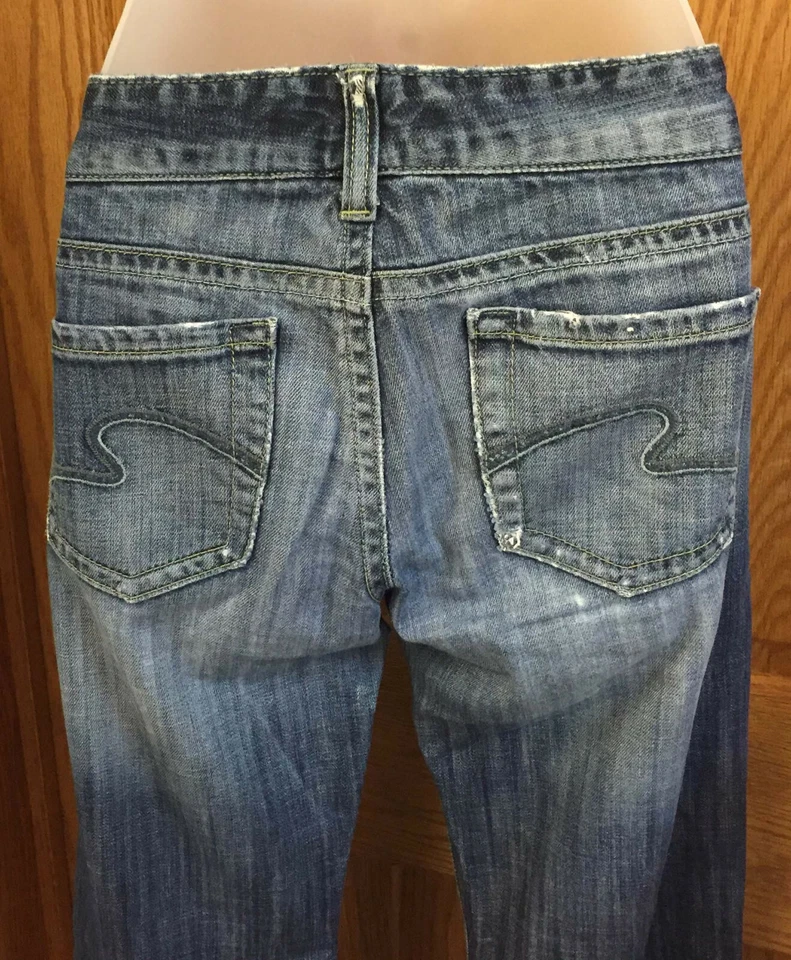 Jean Maurice's Azul Envejecido Usado Ashlyn Acampanado Bootcut Pierna Para Mujer Talla 3 4 Foto 4 de 4