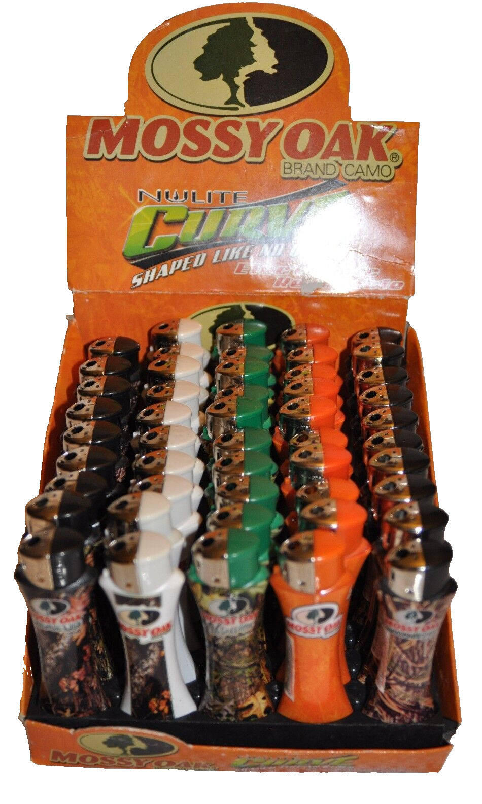 25 CURVE "MOSSY OAK" ELECTRONIC REFILLABLE LIGHTERS Without Gas