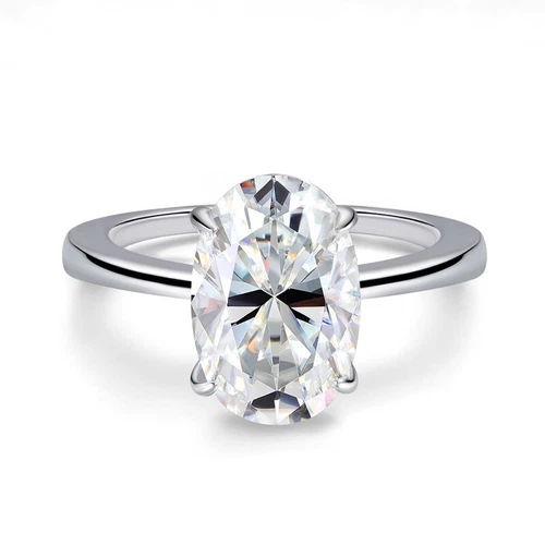 4.5CT D VVS1 Oval Moissanite Engagement Ring Wedding Band 18K White Gold Plated