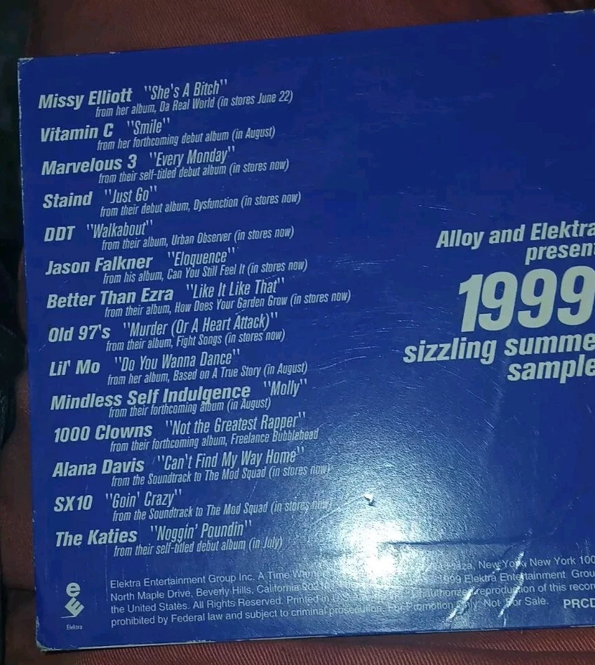Vtg Alloy and Elektra 1999 Sizzling Summer Sampler CD Missy Elliot/Staind etc. - Image 2 of 4