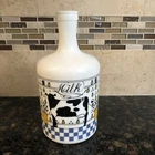 Vtg Milk Jug Bottle with Cow ,fruit and Kitchen,Milk Glass Jug,Cow,Country Decor