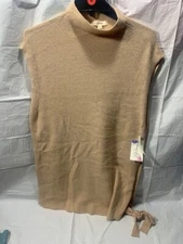 Peyton Primrose Cuddle Lux Womens Open Sides w/ Belt Sweater Tan Large