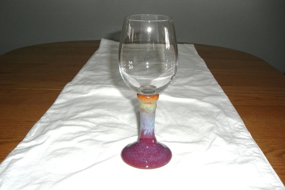 水酒杯,玻璃,陶瓷底部,玻璃上衣,手工编织和涂漆,8 — 第 4/4 张图片