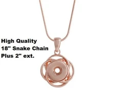 Mini Snap Jewelry Necklace Rose Gold Orbit Design Fits 12mm Petite Ginger Snaps 