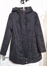 Ted Baker Luceen Lace Detail Parka Jacket, Size 1 (8/xs), In Black