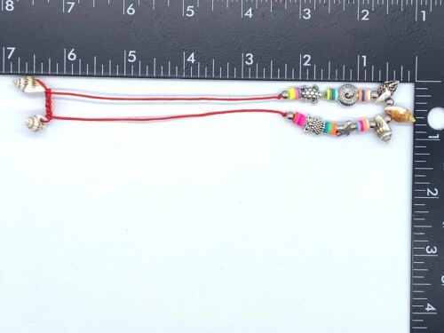 Beach Anklet Bracelet Real Seashell Medal Turtle Starfish Adjustable Red String - Picture 7 of 9