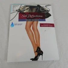 Hanes Silk Reflections Silky Sheer Control Top Jet black Color Size CD Sheer Toe