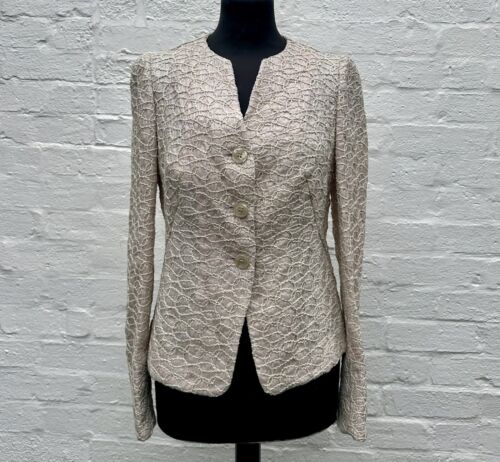 Rare To Find New ARMANI Collezioni Powder With Silver Thread Detail Jacket 42IT - Picture 1 of 14