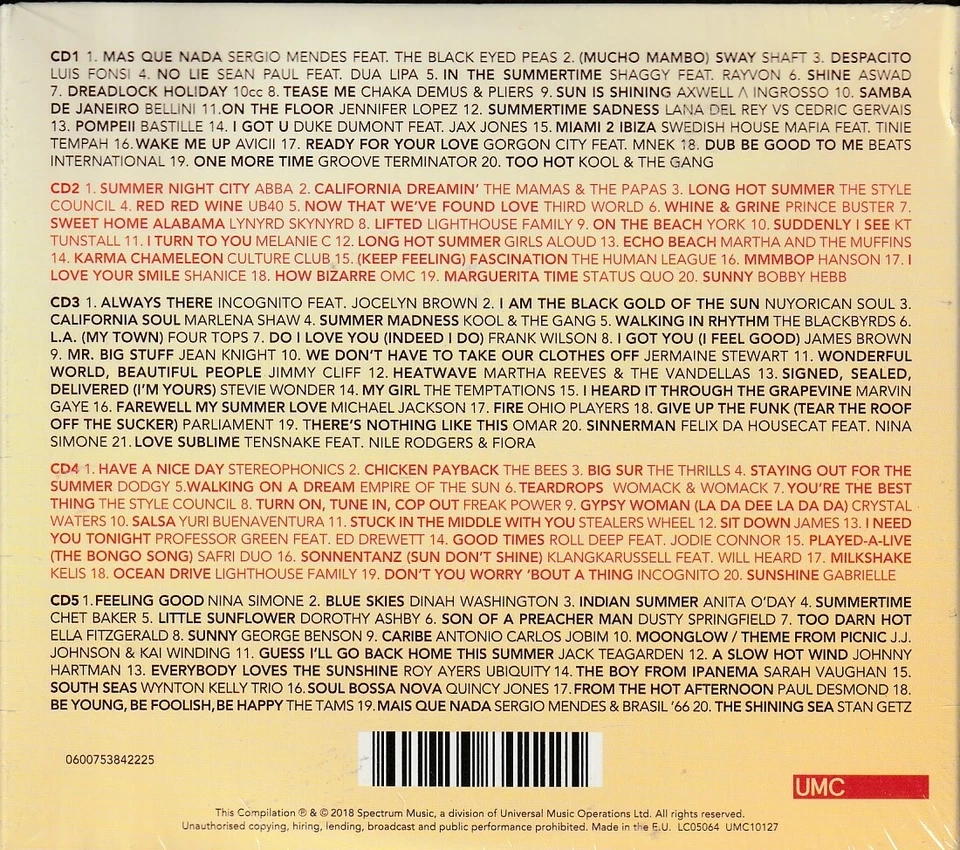 Long Hot Summer, 101 Smash Hits (NEU/OVP, 5 CDs) - Bild 2 von 2