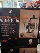 Huntington Home LED Floating Witch Hats Halloween Set of 3 Spooky Multi