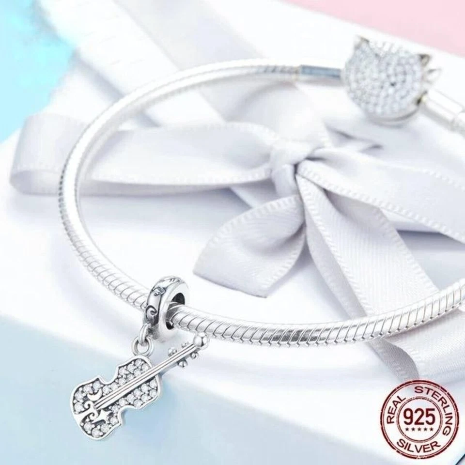 Violin 925 Sterling Silver Charm for Bracelet - Imagem 3 de 3