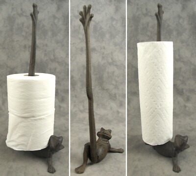 Stretching FROG PAPER Cast Iron TOWEL HOLDER TOILET
