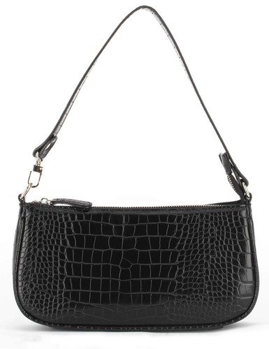 Small Handbag for Women Crocodile Effect Bag Retro Faux Leather womens, Black