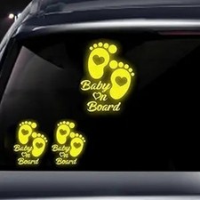 2PCS On Board Sticker for Cars, Reflective in Car Safety Sign Deca Color: Foot