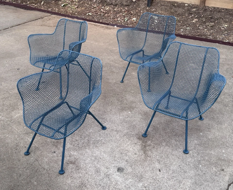 Sillón comedor con brazo de escultura Woodard hierro patio exterior de colección Salterini Mcm Foto 2 de 4