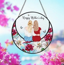 Personalized Mother Glass Suncatcher, Custom Mom Gift, Handmade Window Hanging