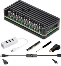 Pi Zero Aluminum Case Kit with Pin Header, OTG Hub, HDMI Adapter, On/Off Swit...