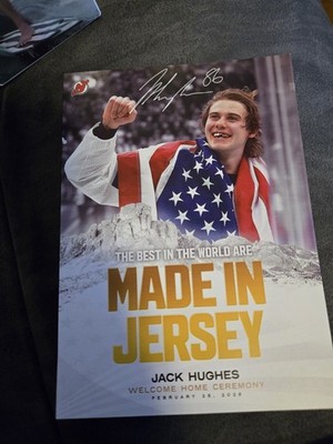 jack Hughes made in NJ welcome home ceremony card feb 25 2026 only USA Olympics 