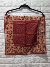 Vintage Specialty House Satin Scarf Multicolor Floral Made in Italy Orange 20in