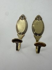Gold Tone Ornate Wall Hooks Pair  Coat Hat Towel Robe Hooks