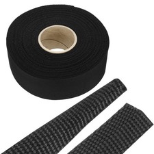 Braided Cable Sleeves Heat Shrinkable Fabric Sleeving , 1 3/8" 60ft Black