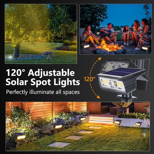 Solarlampen außen Garten 4 Stück 3000K warmweiß Solar Strahler IP65 Beleuchtung - Bild 6 von 7