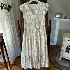 Lucky Brand Women's Ruffle Tiered Midi Dress sand floral size large 