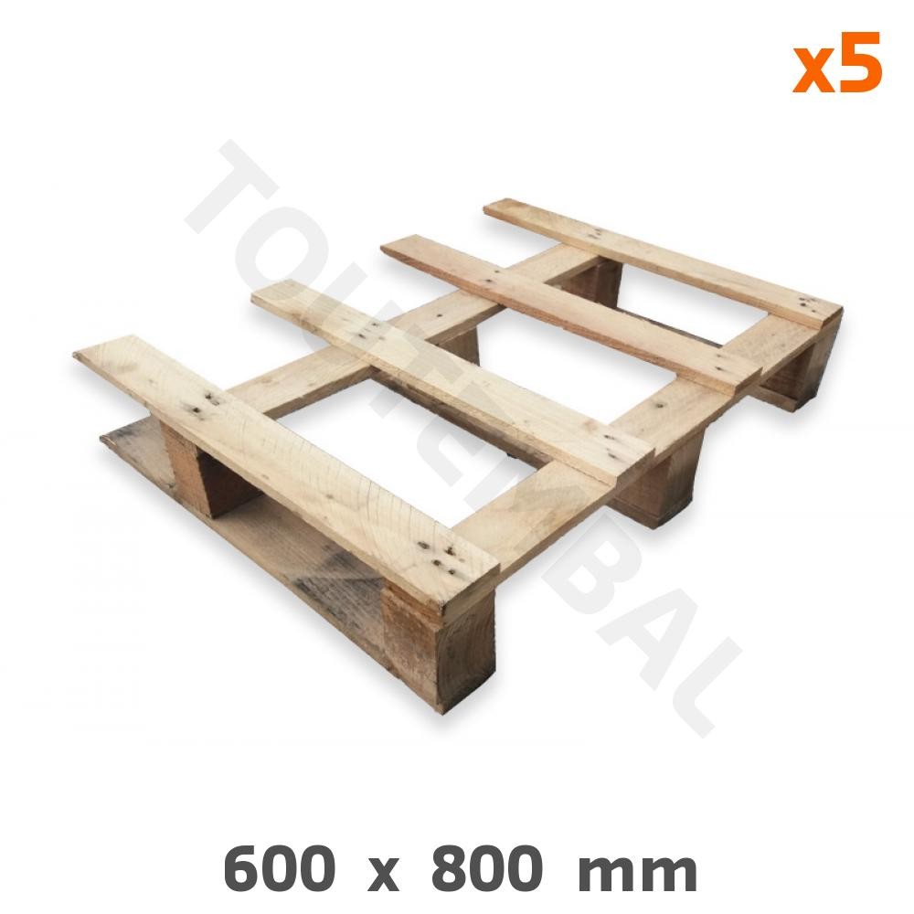 Demi-palette bois de réemploi 800x600 mm robuste pour rangement professionnel