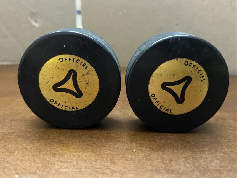 Vintage Lot Of 2 Officiel Official Hockey Pucks Made in Czechoslovakia RARE 60s