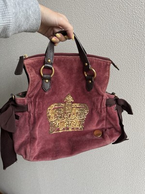 Juicy Couture Daydreamer Crown Velour Tote Bag Pink Gold Sequin