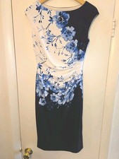 RALPH LAUREN Floral Matte Jersey Sheath Dress Ruched Side Sz 0 Travel Knit Lined