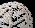 Vintage CARVED Celluloid Chinese Pendant Early Plastic Asian Scenic Design — photo 4