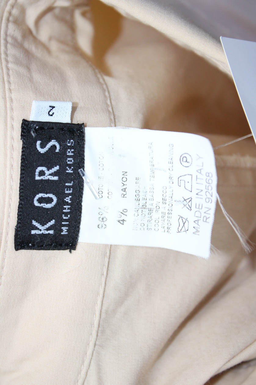 KORS Michael Kors Women's Long Sleeves Quarter Button Mini Dress Beige Size 2 thumbnail 5