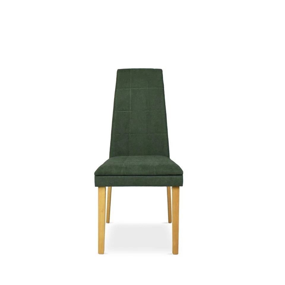 Sedia Tim in legno colore rovere e seduta in tessuto verde - Immagine 3 di 4