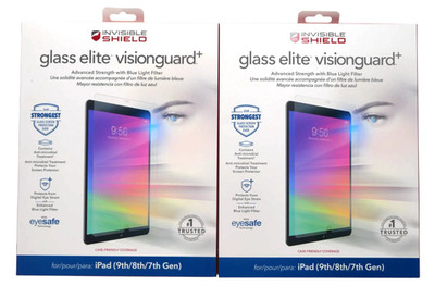 Lot 2 Zagg Invisible Shield Glass Elite Visionguard+ For iPad (9th/8th/7th Gen)
