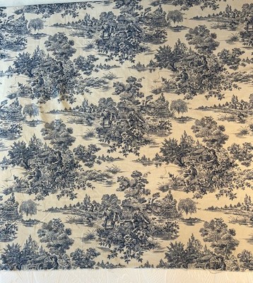 Waverly Country Life Old Sturbridge Vill Toile Fabric Blue Cotton 56'' wide