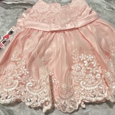 Girls Pink Lace Sleeveless Fit Flare Bow Dress 0-3MKnee Floral Party