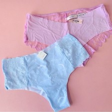 Victoria’s Secret Women's Lace Trim Panty Set, size S, blue and light purple NWT