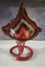 Murano Art Glass Amberina Orange Jack in the Pulpit Vase 13.75"