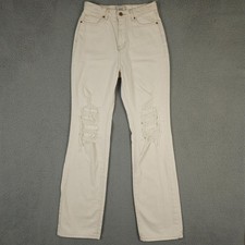 BDG Jeans Women 28 Cream High Rise Slim Distressed Cotton Denim Urban Outfitters