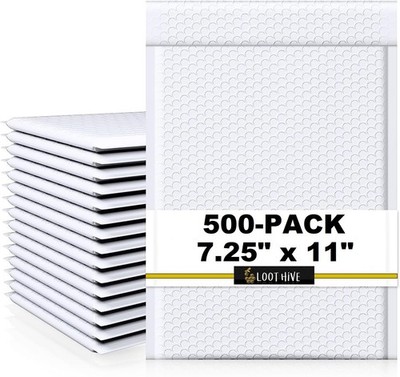 500-Pk WHITE 7.25 x 11'' Padded POLY BUBBLE MAILER #1 shipping DVD game envelope