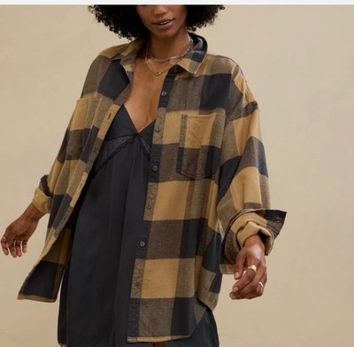 Aerie Anytime Fave Flannel Shirt Women s L Loose Fitting Good Used Cond