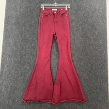 Judy Blue Jeans Womens 3/26 Burgundy Super Flare Raw Hem Bell Bottom JB84164