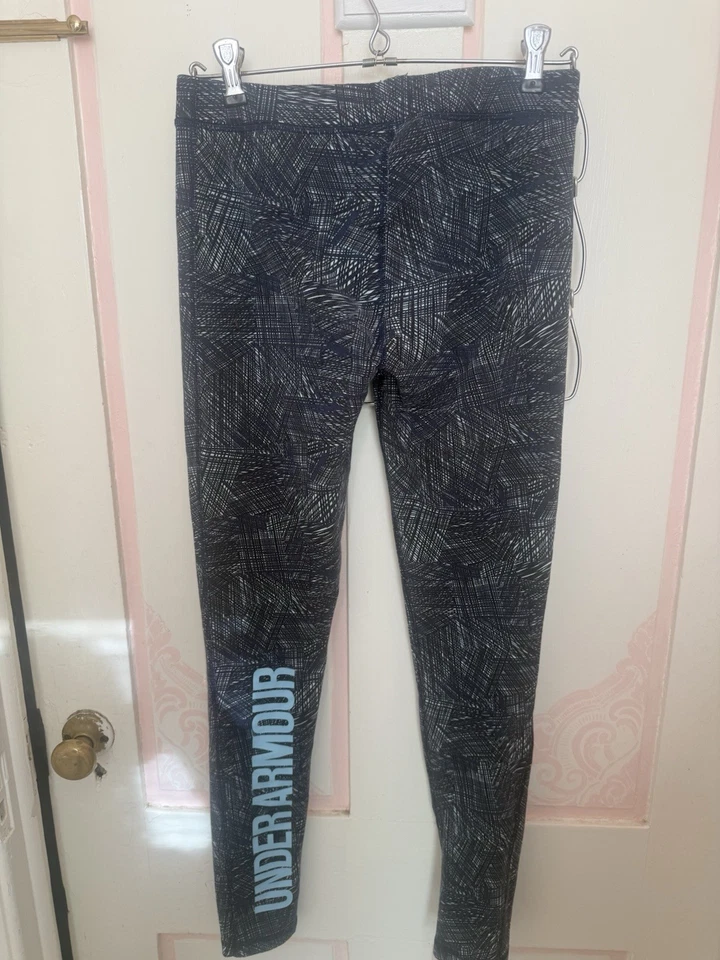 Under Armour Women's Leggings S/M Blue Pattern Logo On Leg - Image 3 of 3