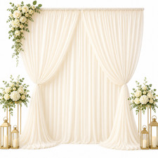 115" x 216" IVORY Chiffon Curtains Drapes Panel for Event Decor Backdrop Draping