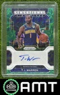 T.J. Warren 2021-22 Panini Prizm 6/8 Sensational Auto Prizms Choice Green Pacers